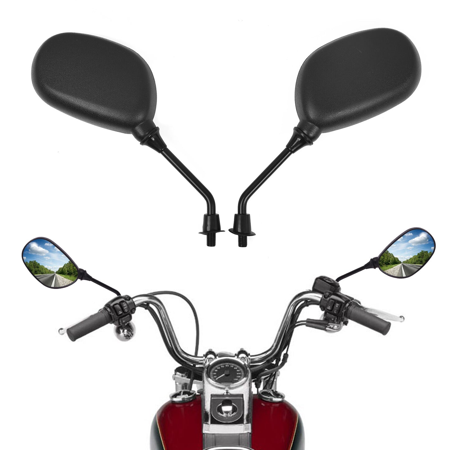 Universal Rear View Side Mirrors 7/8 Handlebar Mount for Suzuki for Kawasaki for Yamaha
