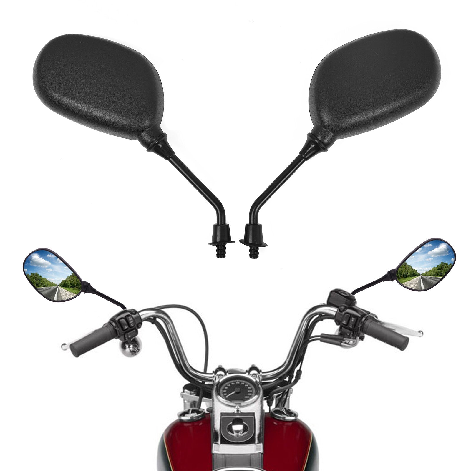 Universal Rear View Side Mirrors 7/8 Handlebar Mount for Suzuki for Kawasaki for Yamaha