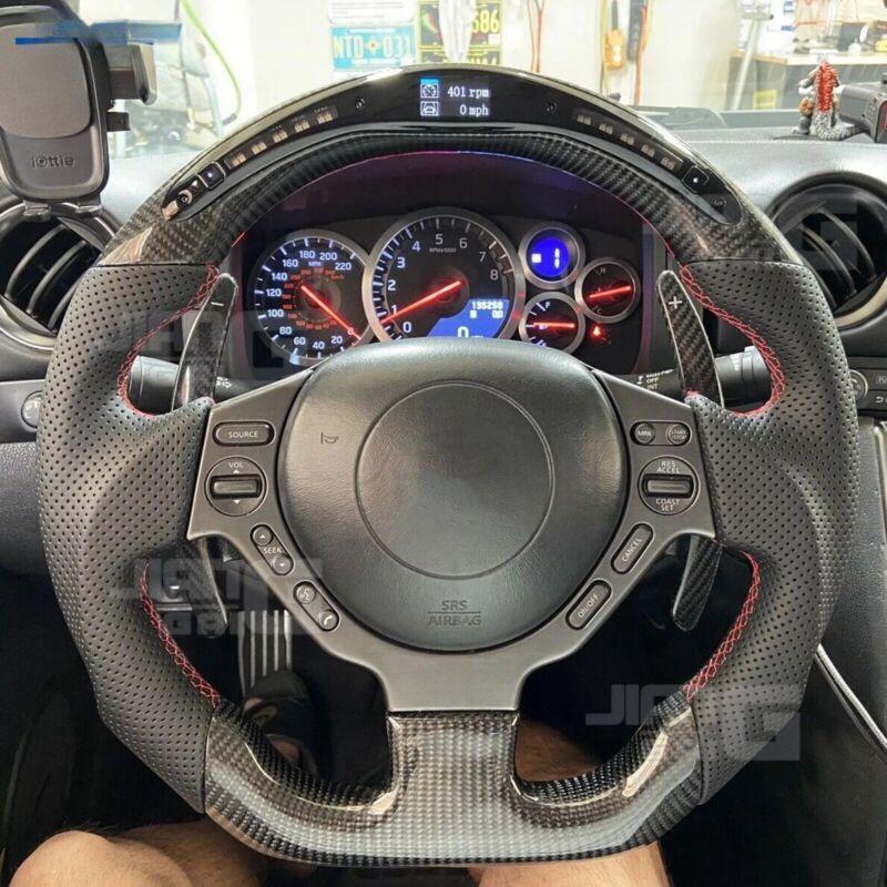 Real LED Carbon Fiber Perforated Steering Wheel Fit for Nissan GTR R35 2007-2016