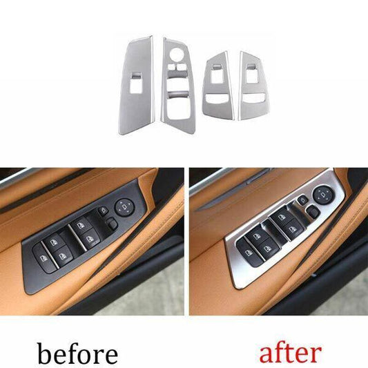4P Window Lift Panel Switch Cover Trim for BMW 5 Series G30 ABS Silver 2018-2023