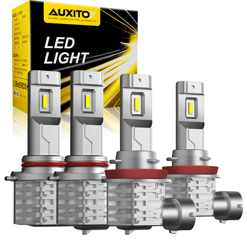 4x Auxito 9005 H11 LED Headlight Kit with High and Low Beams, Super White EXC
