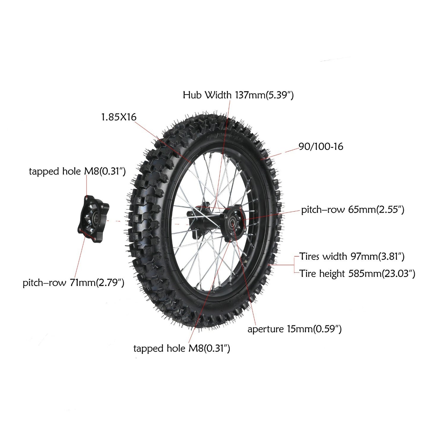 70/100-19  90/100-16 Tyre Rim Front Rear Wheels For Dirt Bike Motocross Offroad
