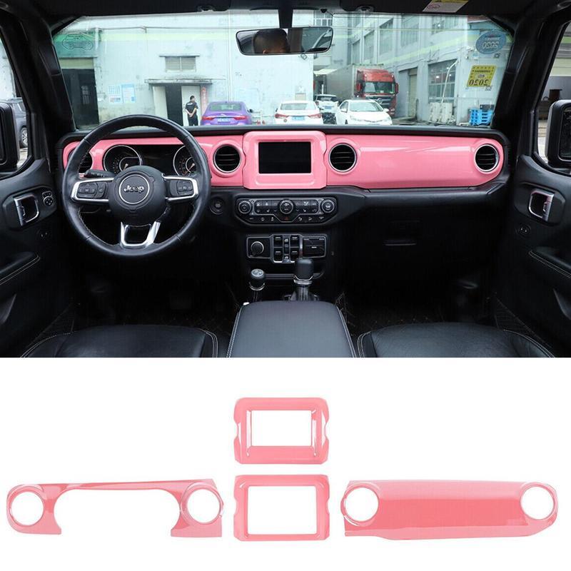for Jeep for Wrangler JL JT 2018-23 Pink Central Control Instrument GPS Panel Cover