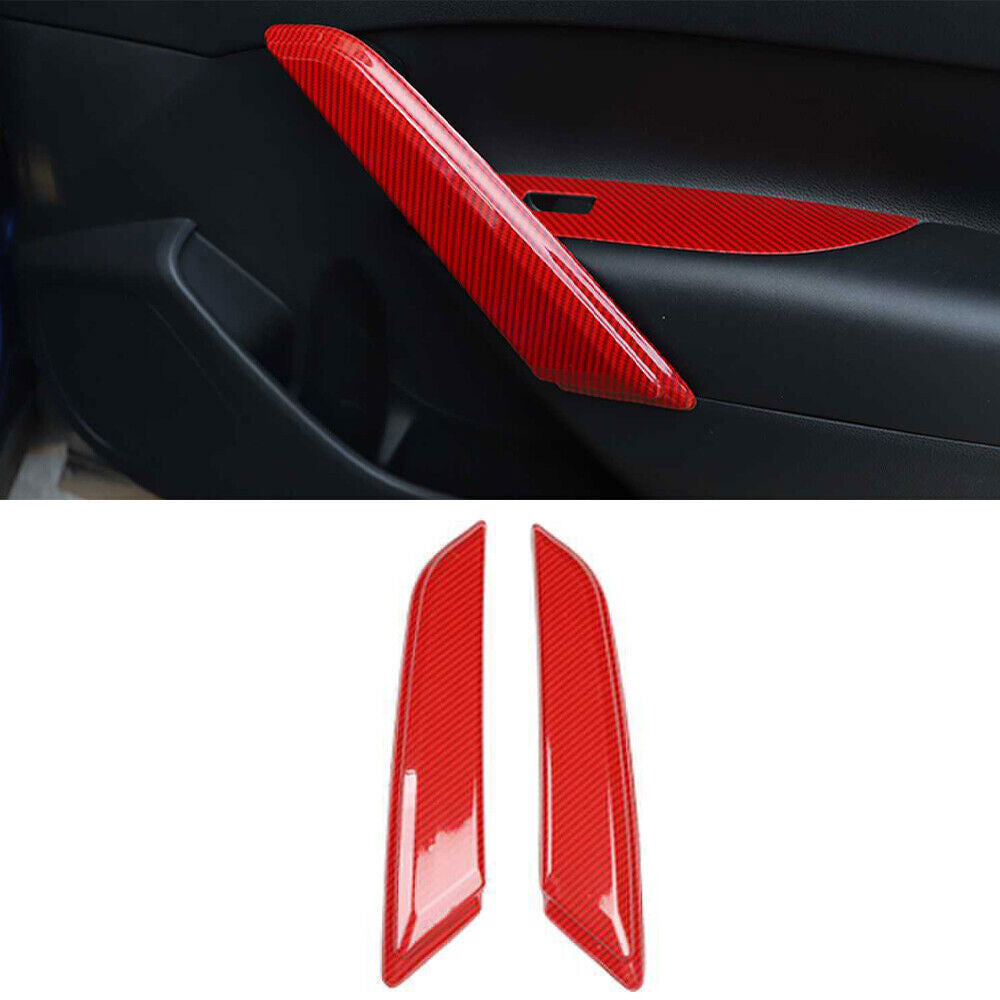 for Toyota for Corolla Cross 22-2024 2X Red Carbon Fiber Interior Door Armrest Strip