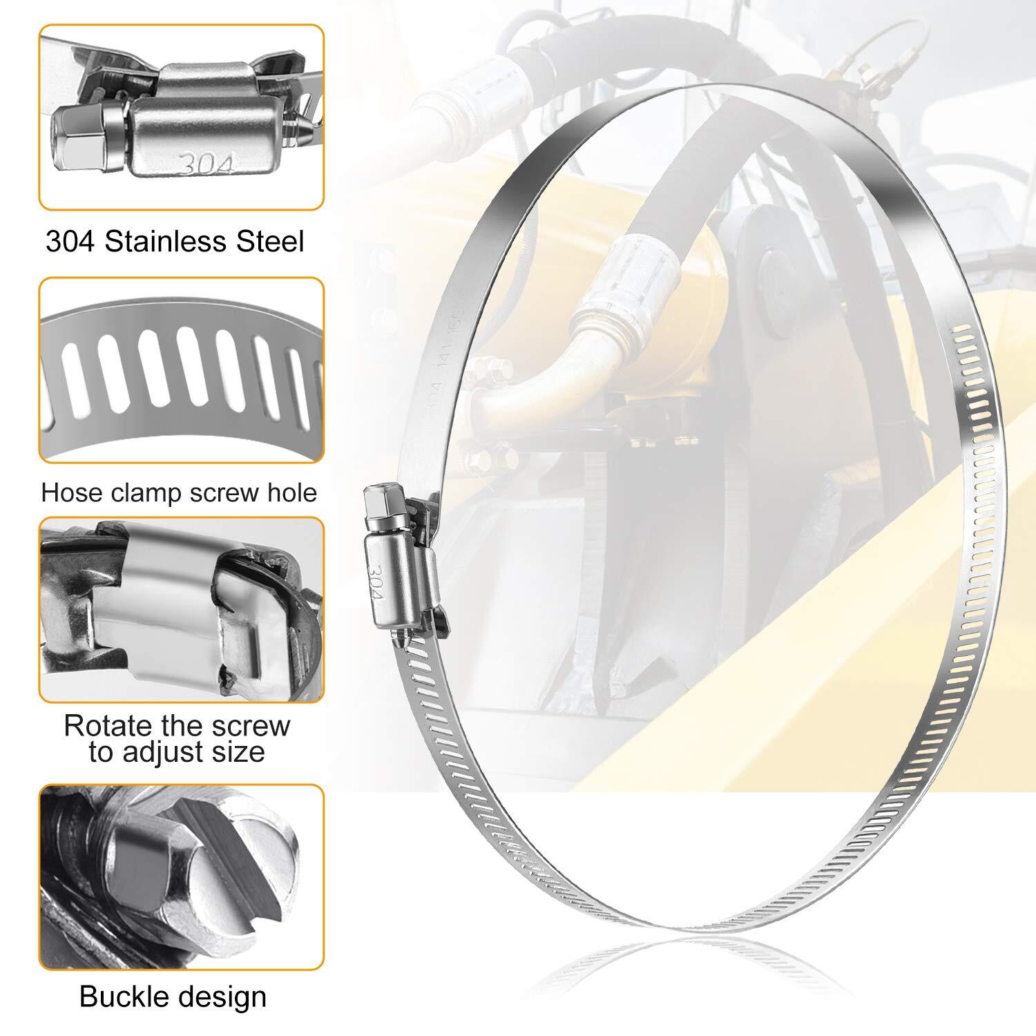 8-inch Adjustable Hose Clamp Stainless Steel Pipe Clamp Worm Gear Clamp Drive Clamp