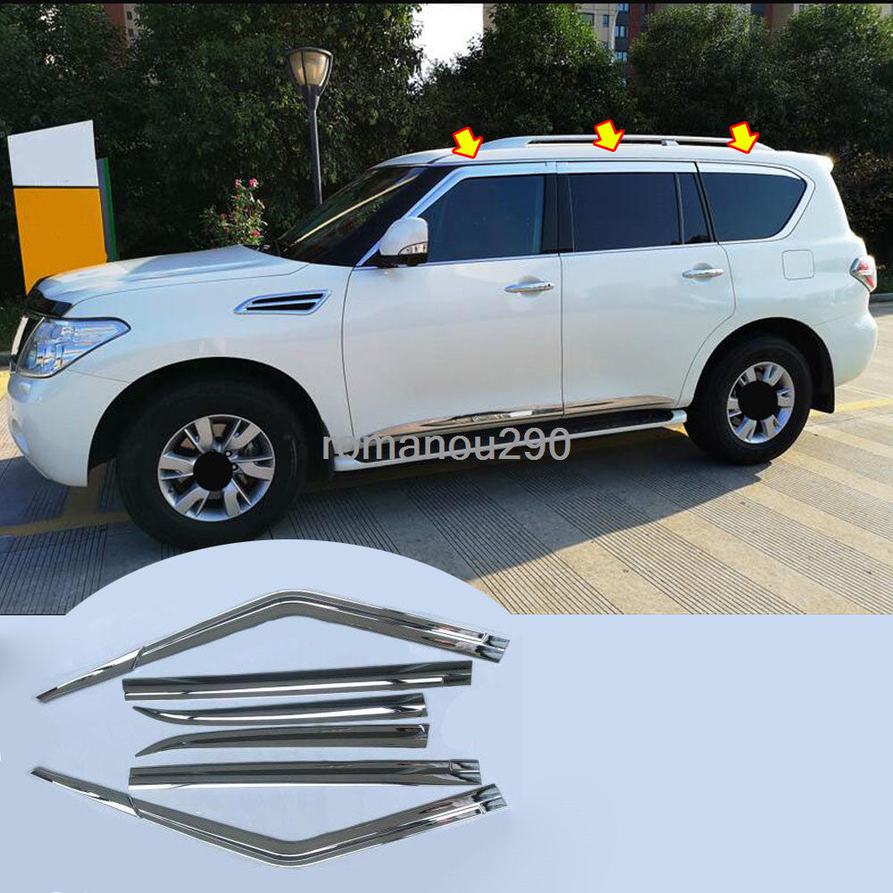 for Nissan Armada 2017-2019 Chrome Window Visor Vent Shades Sun Rain Guard 6Pcs