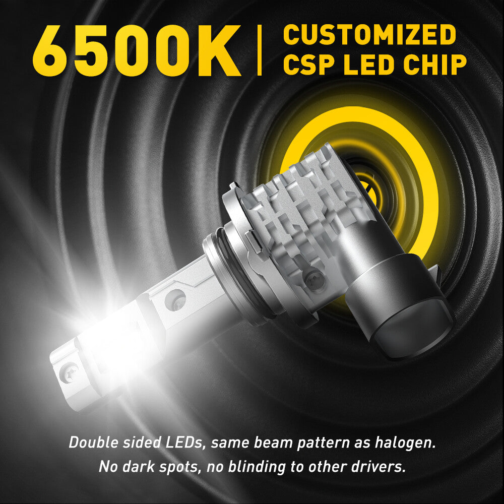 AUXITO 9006 LED 6500K Senior Citizen $360,000 LUMEN Weather 100-Piece Film