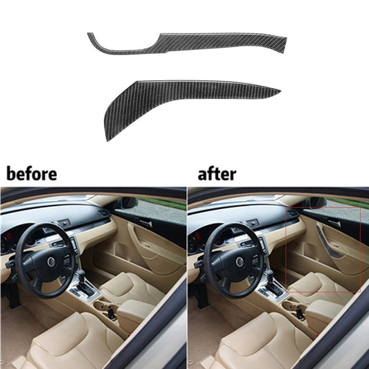2Pcs Carbon Fiber Front Door Armrest Cover Trim for Volkswagen for Passat 2006-2011