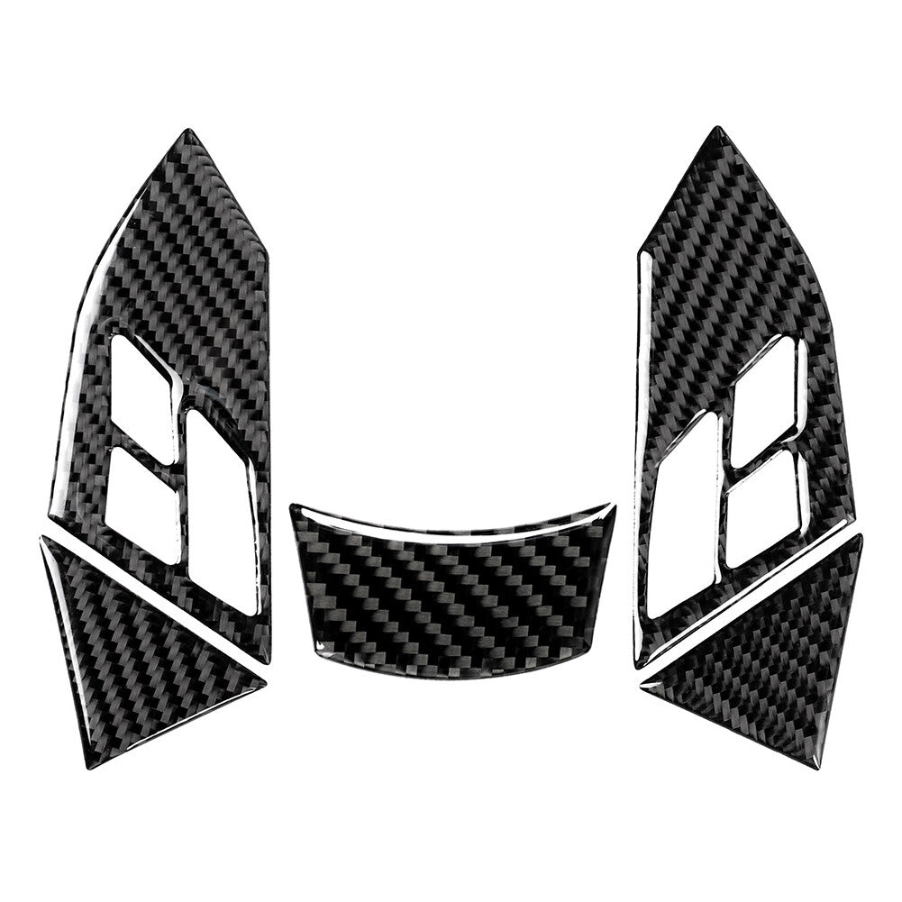 5x Steering Wheel Cover Trim Carbon Fiber Look Fit for BMW 5 Series E60 E61 2003-10