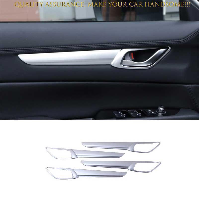 4X for Mazda CX-5 17-24 ABS Matte Silver Inner Door Handle Lock Cover Strip Trim