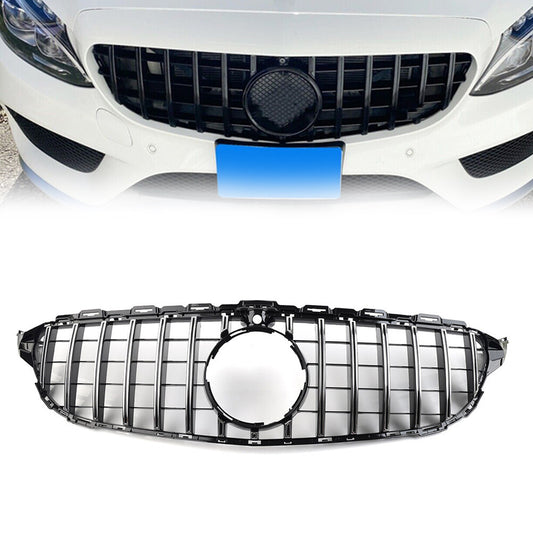GTR Style Front Bumper Hood Radiator Grille for Benz C Class W205 2015-18