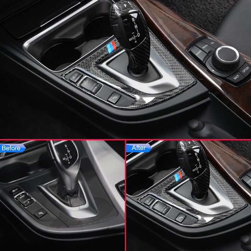 for BMW 3 4 Series F30 F33 F34 F36 Fiber Car Gear Shift Knob Panel Carbon Trims