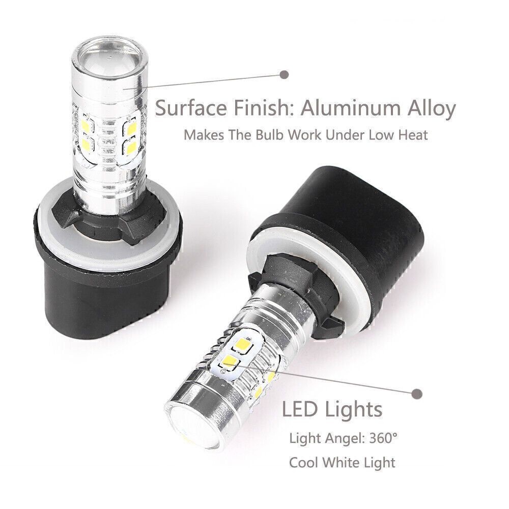 LED Fog Light Bulbs Car Driving Lamp DRL 6000K HID White 880 50W Pair po