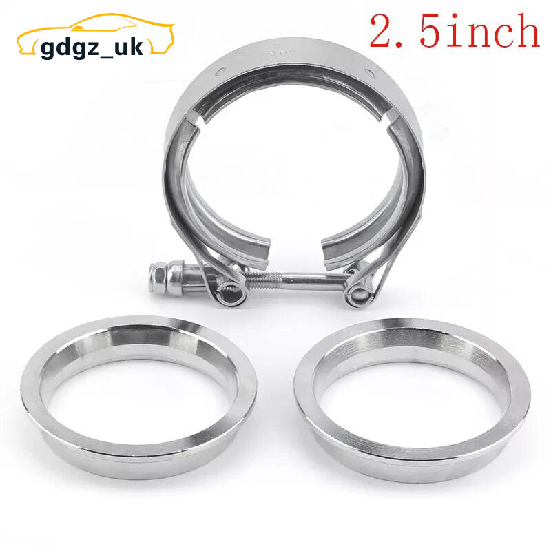 2.5'' Stainless Quick Release Exhaust Downpipe V Band Clamp+Flanges Kit