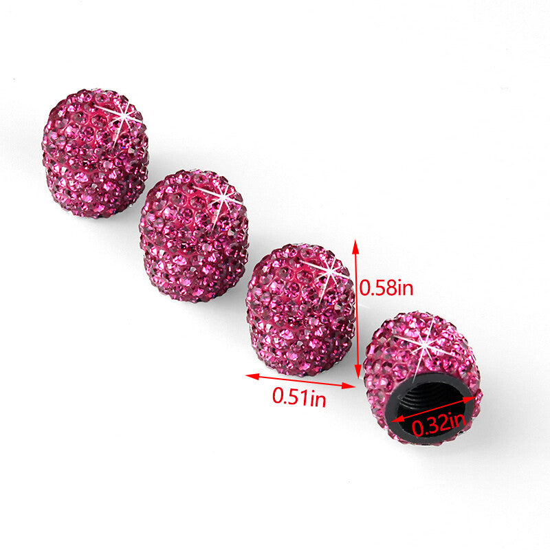 4Pcs Fashion Diamond Bling Car Tyre Tire Wheel Rims Air Valve Stem Cap Car Rose