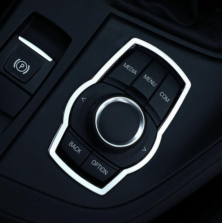 for BMW X1 2016-2021 Silver Aluminum Console Multimedia Knob Button Frame Decor