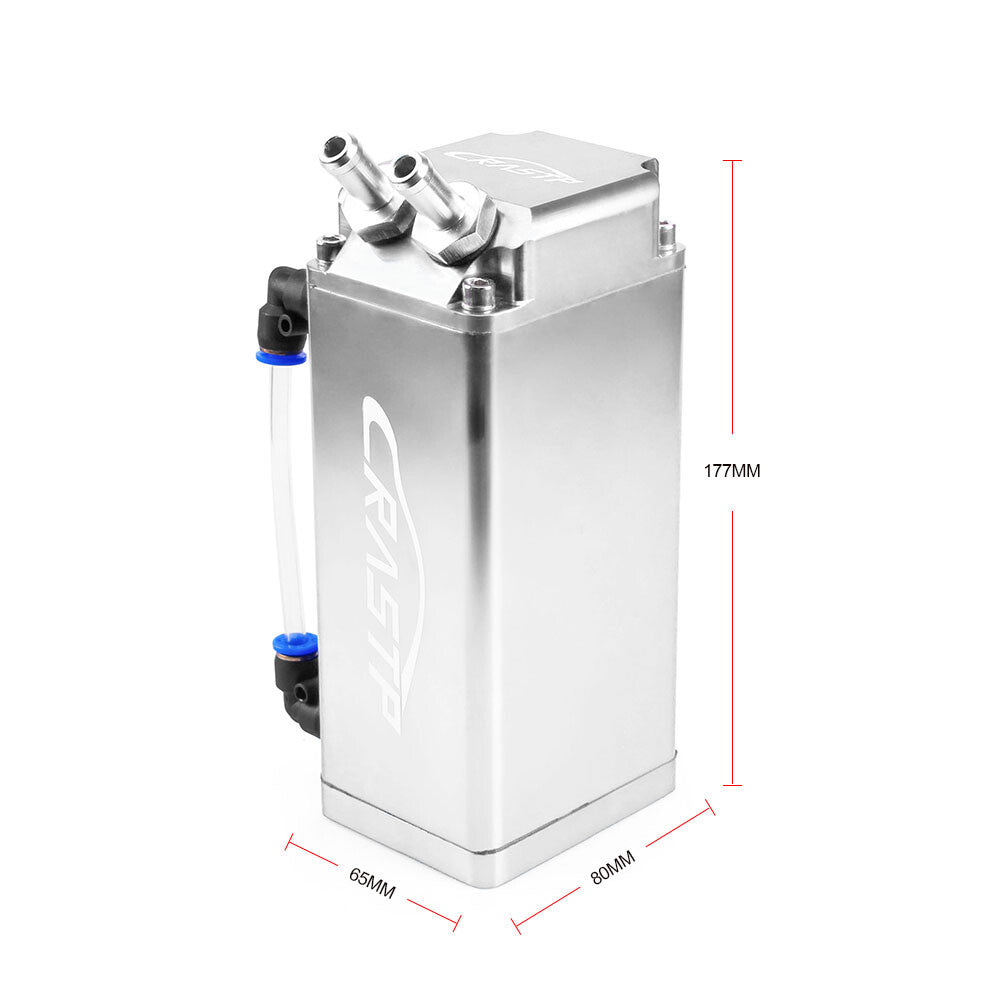 Square Shape Engine Oil Catch Can Tank Reservoir Breather Fuel Tank Silver