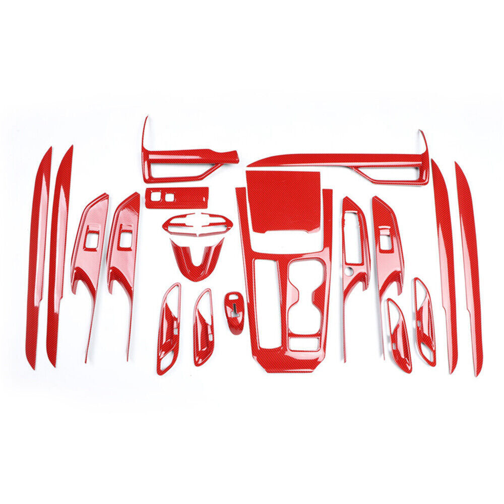 for Cadillac XT4 2018-2023 Red Carbon Fiber Interior Decor Accessories Kit Cover