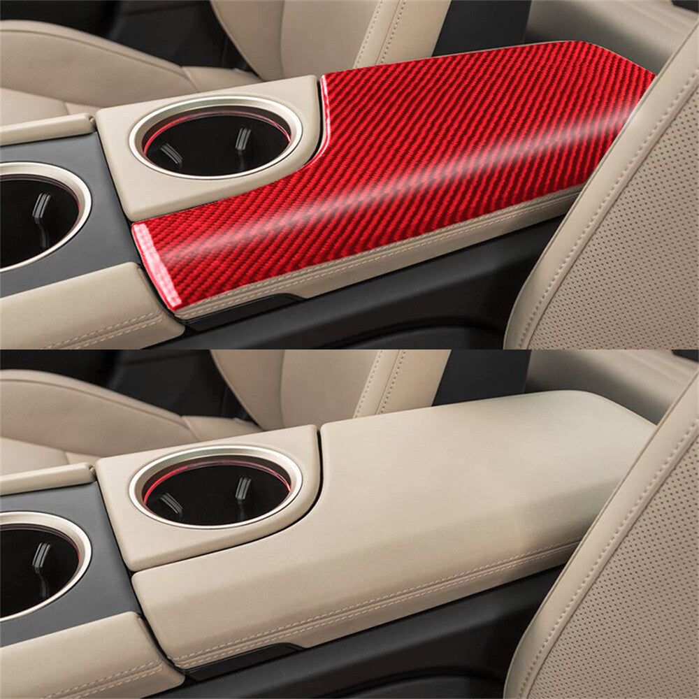 Red Carbon Fiber Center Console Armrest Box Panel Cover for Porsche Taycan 2019+
