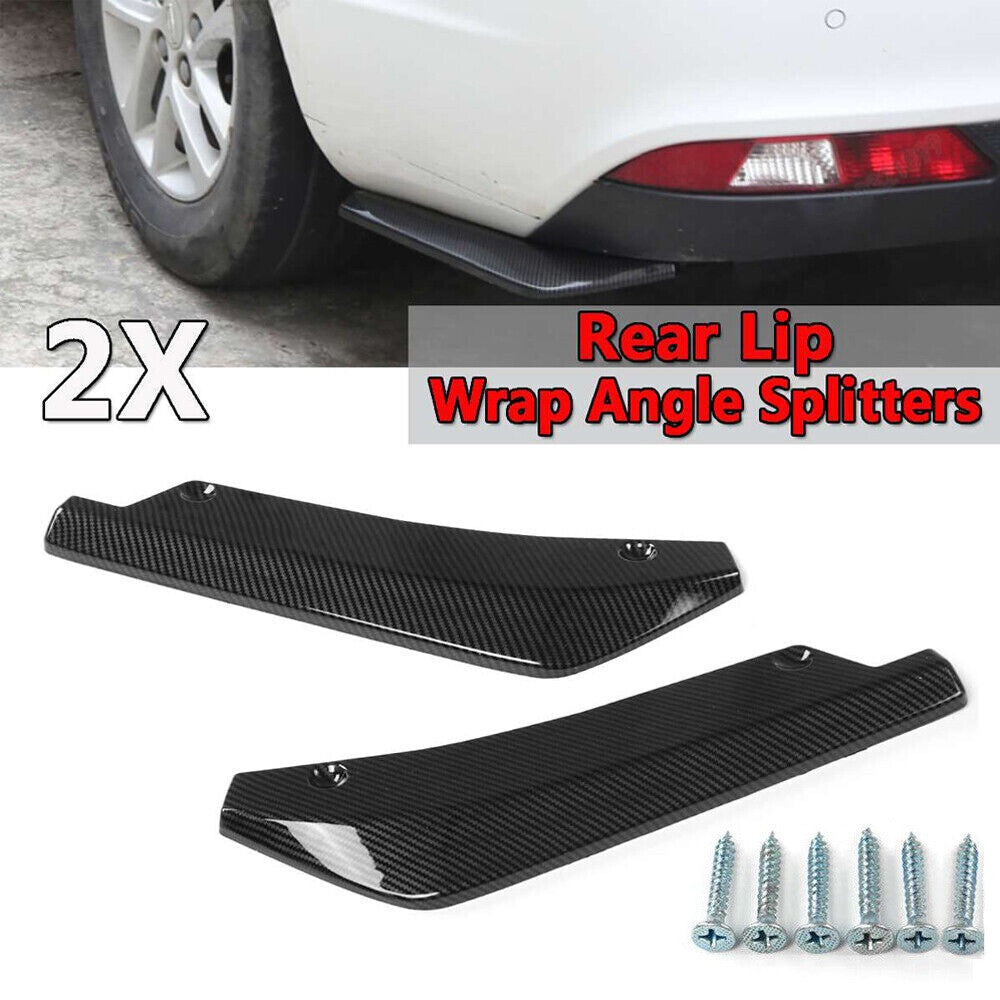 2pcs for Honda for Civic Carbon Fiber Black Rear Bumper Diffuser Lip Splitter Canard