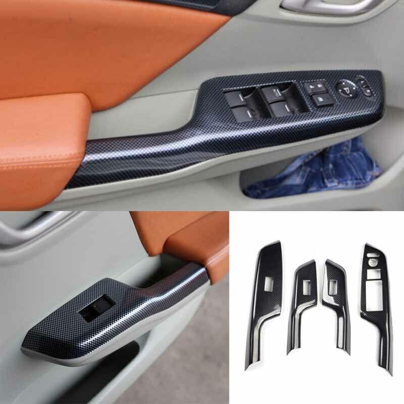 Carbon Fiber Window Lift Panel Switch Cover Trim for Honda Gen for Civic 2012-2015