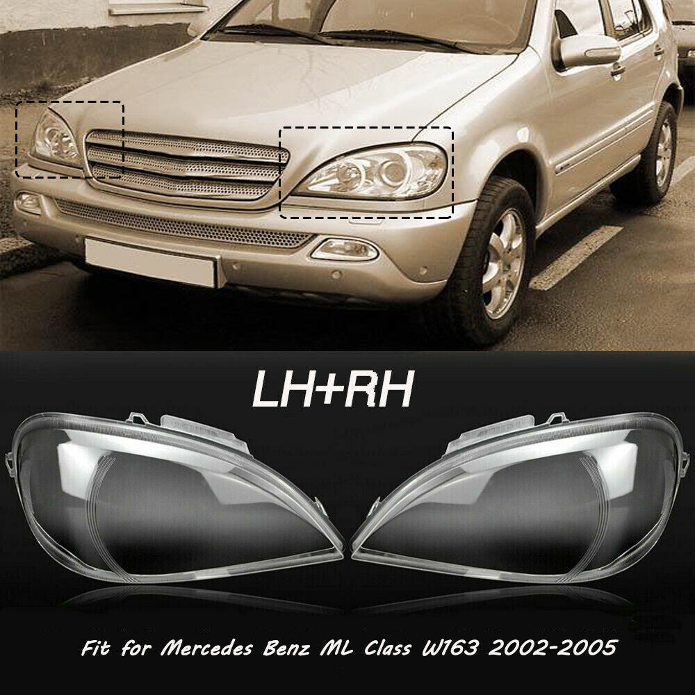 LeftRight Headlight Headlamp Lens Cover for Mercedes for Benz W163 ML Class 2002-05
