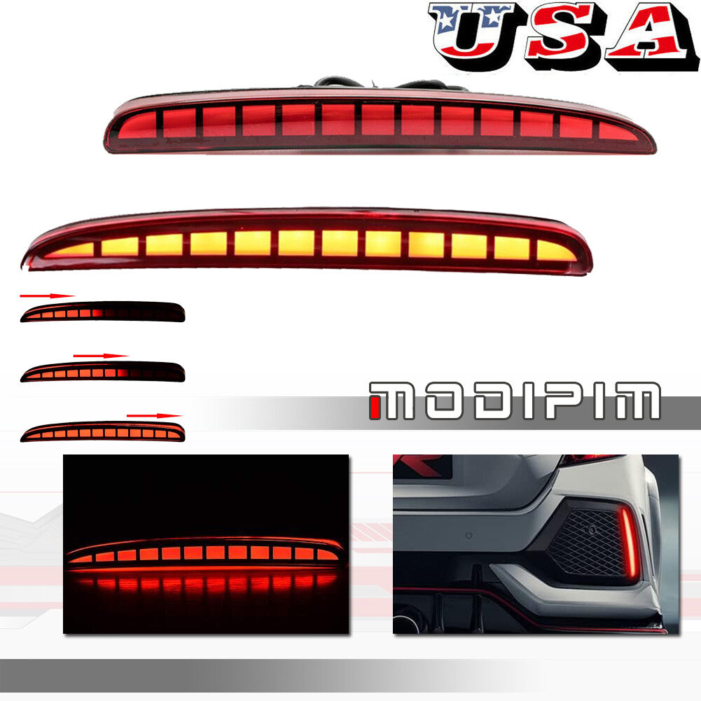 Two LED rear bumper reflector fog lights for Honda for Civic hatchback