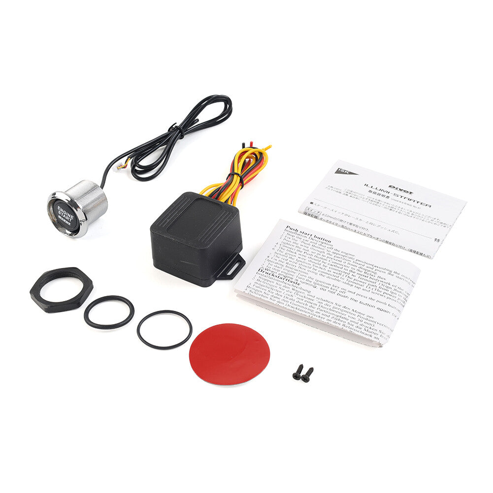 Universal LED 12V Car Engine Start Push Button Switch Ignition Starter Kit Blue