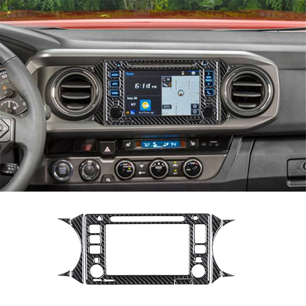 8Pcs Carbon Fiber Navigation Screen Cover Trim for Toyota Tacoma 2016-2021 Black
