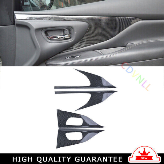Car Inner Door Panel Cover Trim 4PCS Fit for Nissan Murano 2015-21 Carbon Fiber