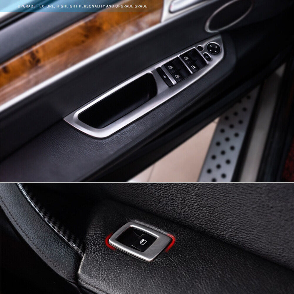 4x Stainless Car Door Window Lift Switch Button Cover Trim for BMW X5 X6 E70 E71