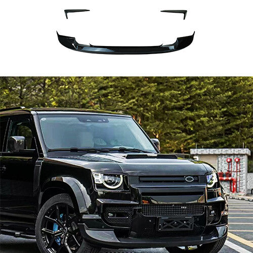 Front Bumper Lip for Land Rover for Defender 2020-2023 Glossy Black Chin Spoiler 3PC