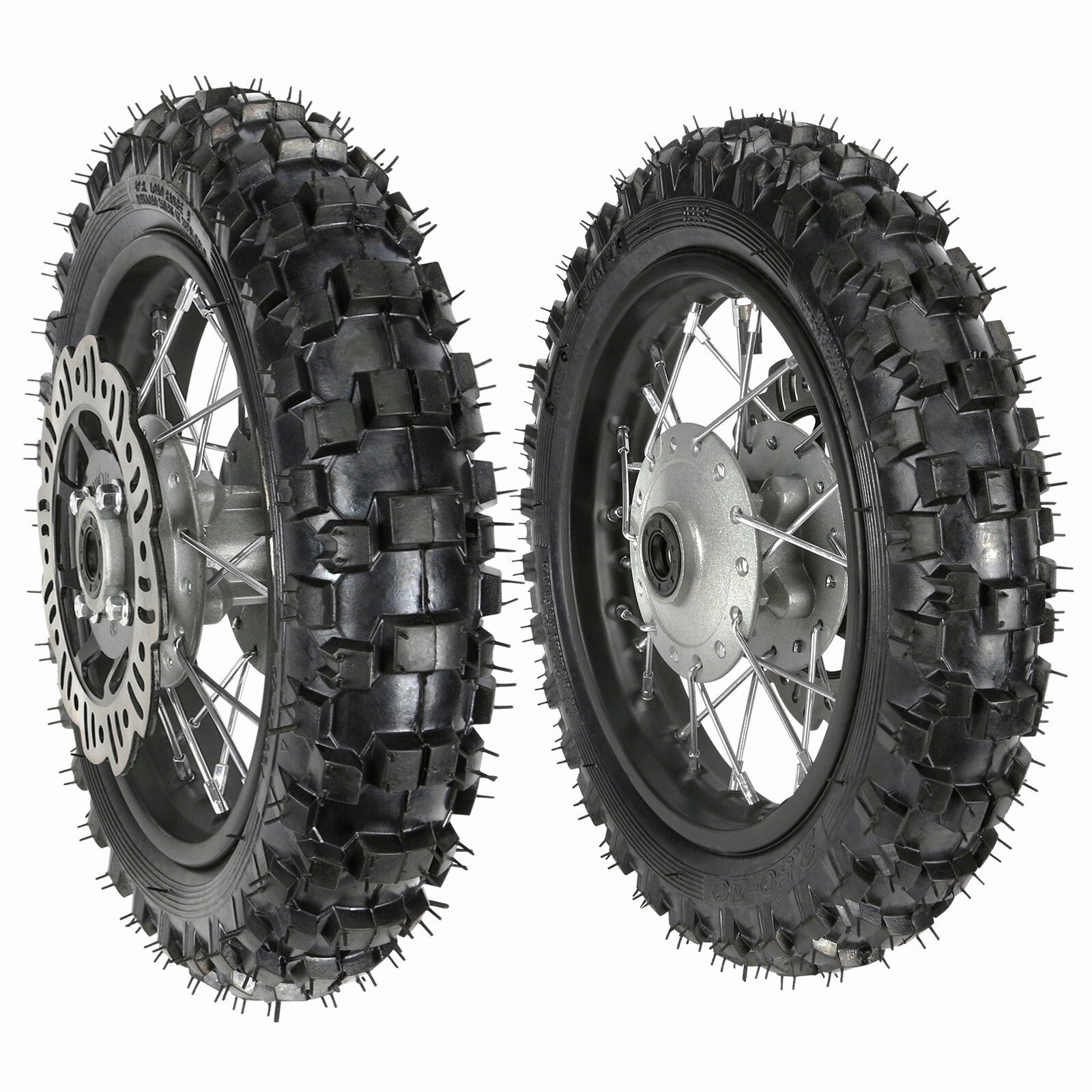 10-inch front and rear wheels, 2.50-10/3.00-10 tires and rims, SSR CRF50 off-road bike, 70cc/110cc.