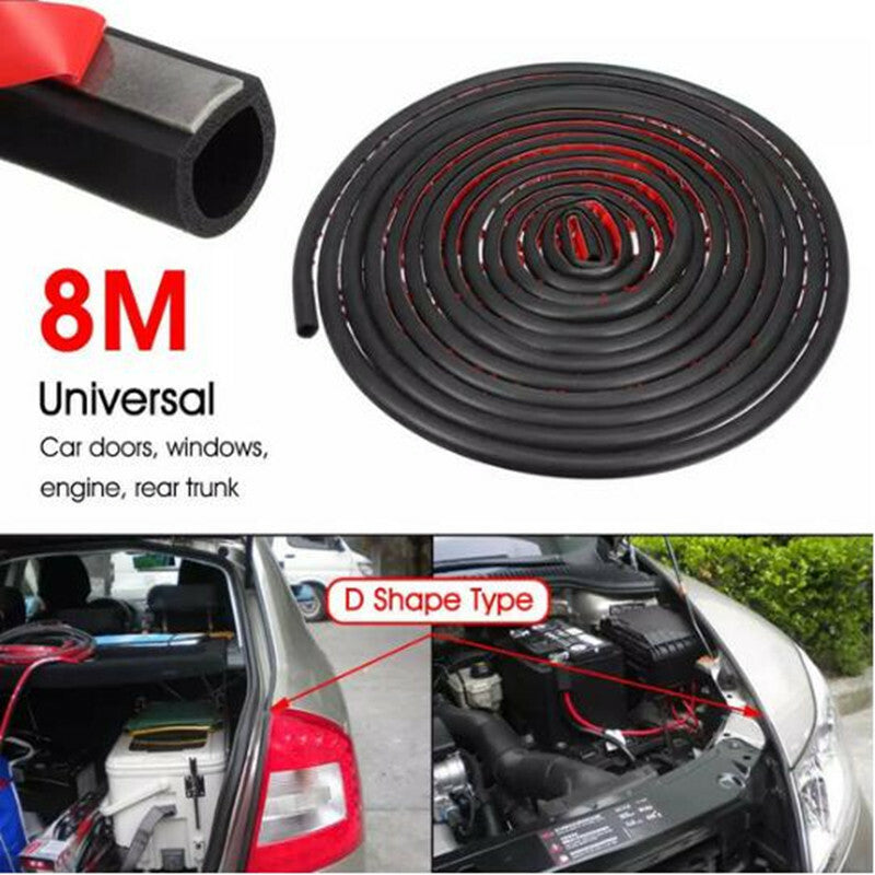 D-Shape Rubber Car Door Seal Strip Hollow Edge Guard Weatherstrip Trunk Hood Pad