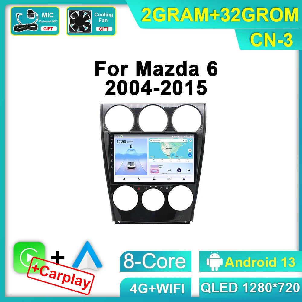 Android Auto CarPlay Car Radio for Mazda 6 2004-2015 GPS Multimedia Video Player