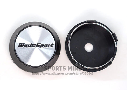 4x60mm WedsSport Silver-Trimmed Cap Decal Badge Wheel Center Cover Hub Cover TE37