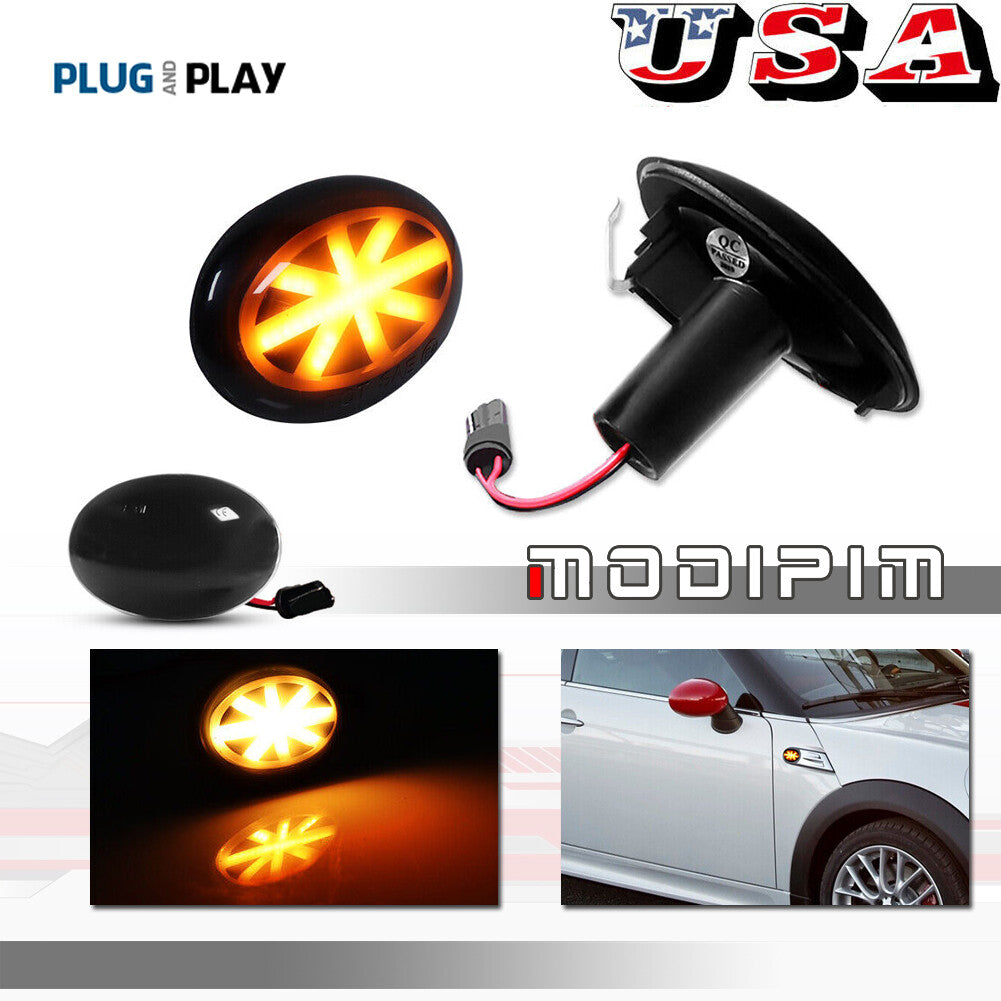 Union Jack Amber LED Front Marker Light for Mini Cooper R55 R56 R57 R58 R59