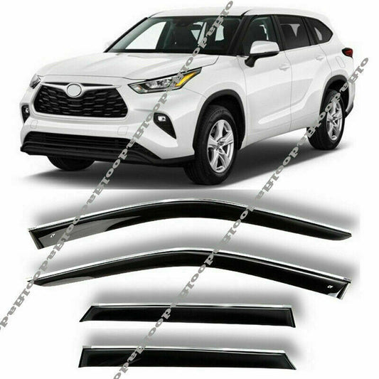 for Toyota Highlander 2020-2023 Chrome Window Visors Vent Shades Sun Rain Guard