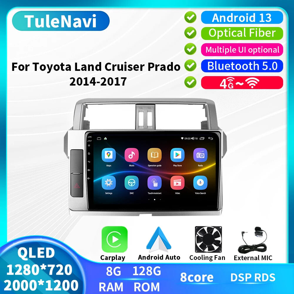 for Toyota for Land Cruiser 150 Prado 2014-2017 Car Radio CarPlay GPS Player Screen