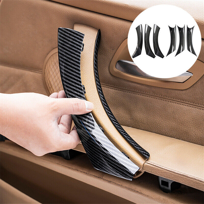 1set LHD ABS carbon fiber car interior door handle cover for BMW 3 E90 E91 05-12