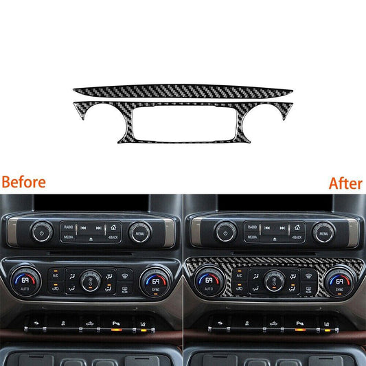 2Pcs Carbon Fiber Climate control Cover Trim For Silverado for GMC for SIERRA 2014-2018