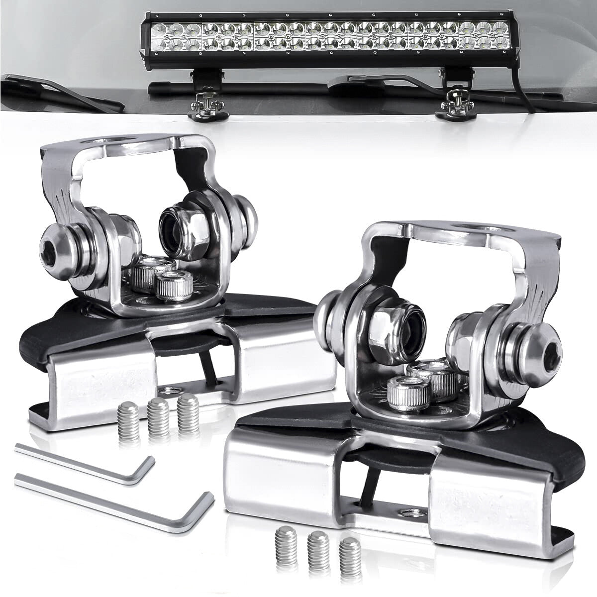2Pcs Car Engine Hood LED Work Light Bar Mounting Bracket Clamp Fog Light Holder