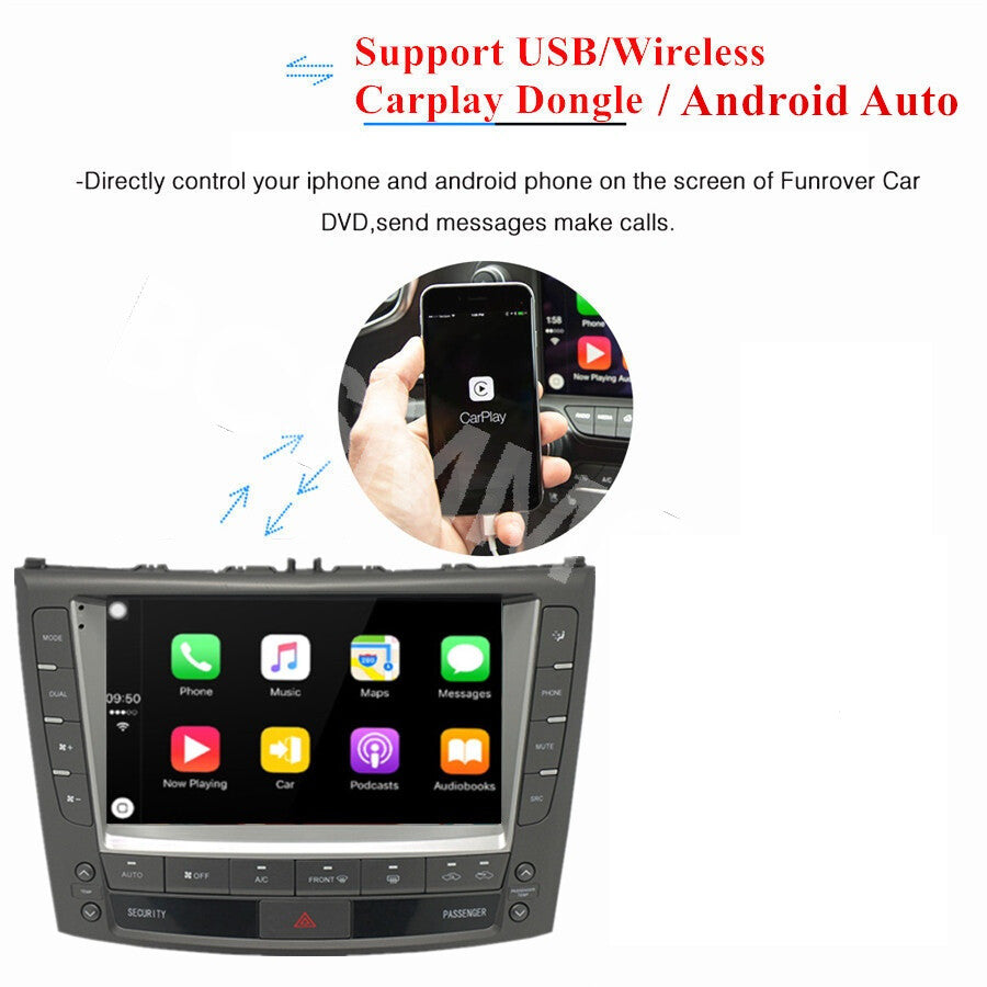 For Apple Carplay Car Stereo Radio GPS BT Fit for Lexus IS250 IS350 2005-2012
