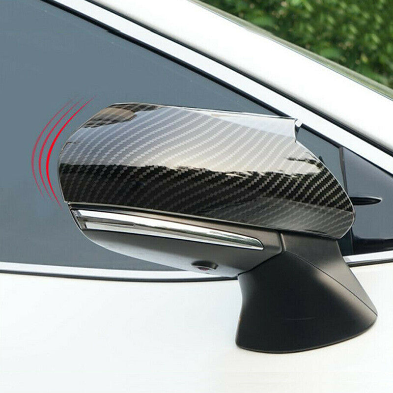 Carbon Fiber Look Ox Horn Rear View Mirror Cover Trim for Toyota for Camry 2018-2021