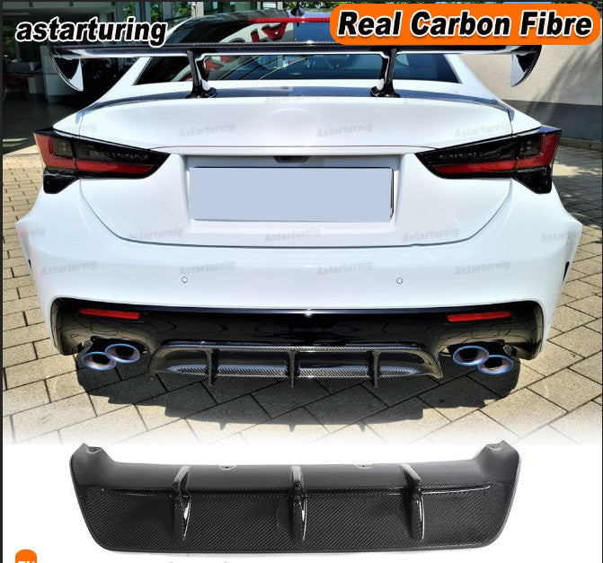Fit for Lexus RC F Coupe 2015-2018 REAL Carbon Rear Bumper Diffuser Lip Spoiler