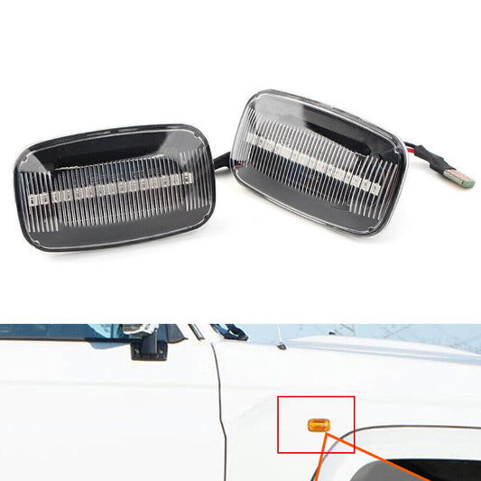 2x Dynamic LED Sequential Side Marker Light Clear Shell for Toyota for Land Cruiser