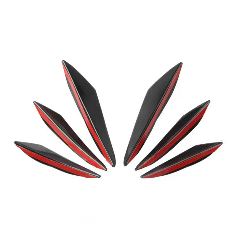 Black Car Front Bumper Lip Rubber Fins Splitter Spoiler Canards Valence Sticker