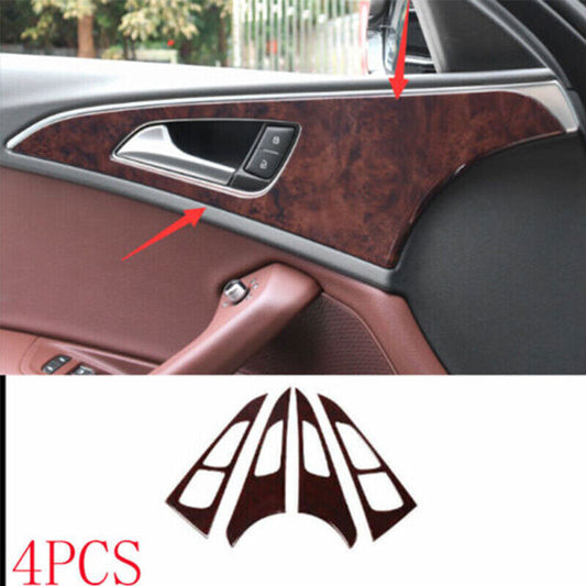 Peach Wood Grain Interior Door Handle Panel Frame Cover Trim for Audi A6 2012-18
