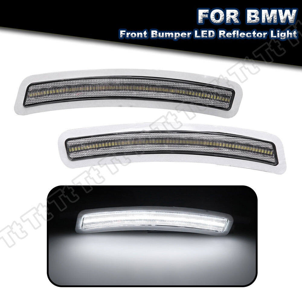 White LED front bumper reflectors for 2019-2023 for BMW 3 Series G20 Sedan.
