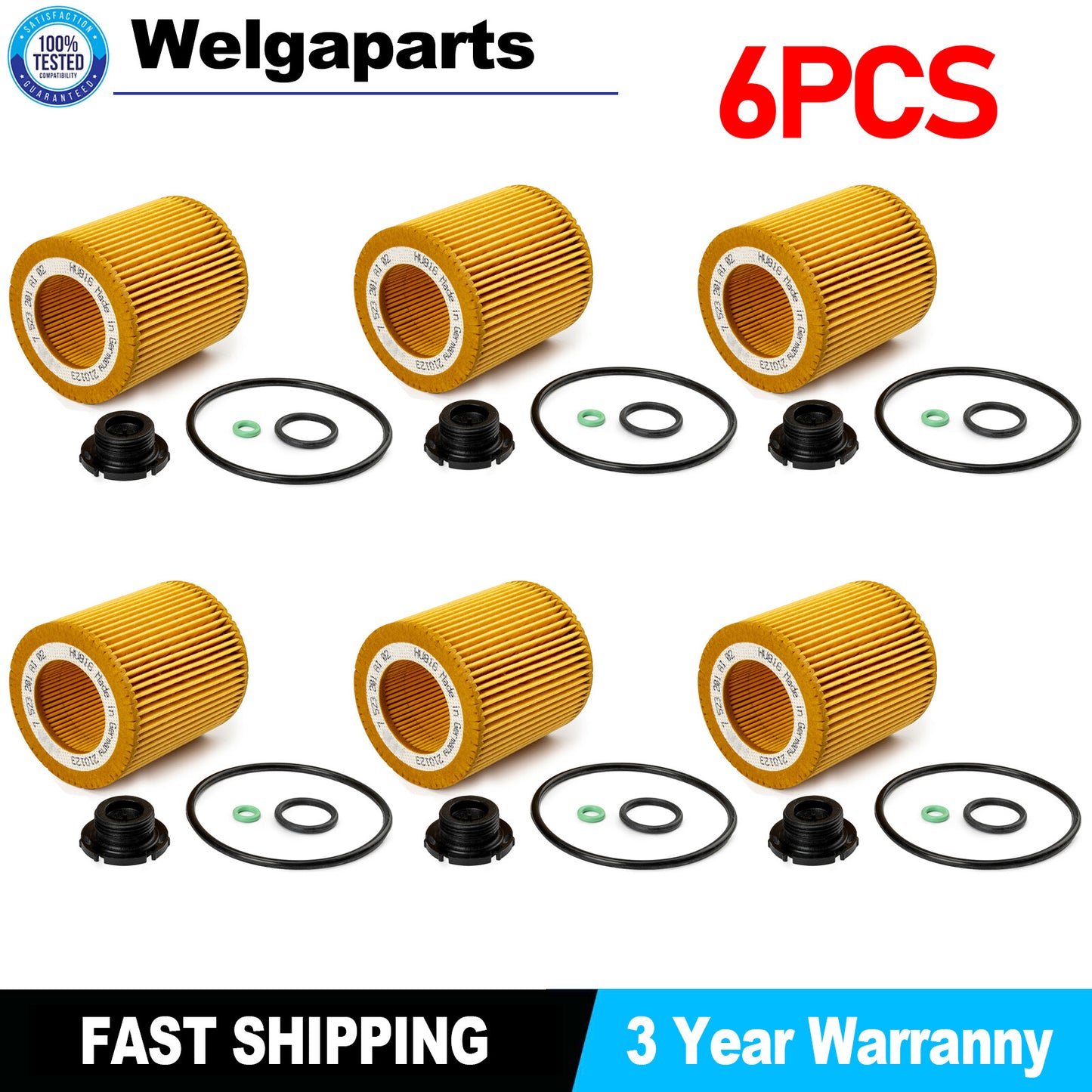 6PCS 11427566327 Oil Filter Housing Gasket Cooler Seal for BMW Z4 X3 X5 X6 328I
